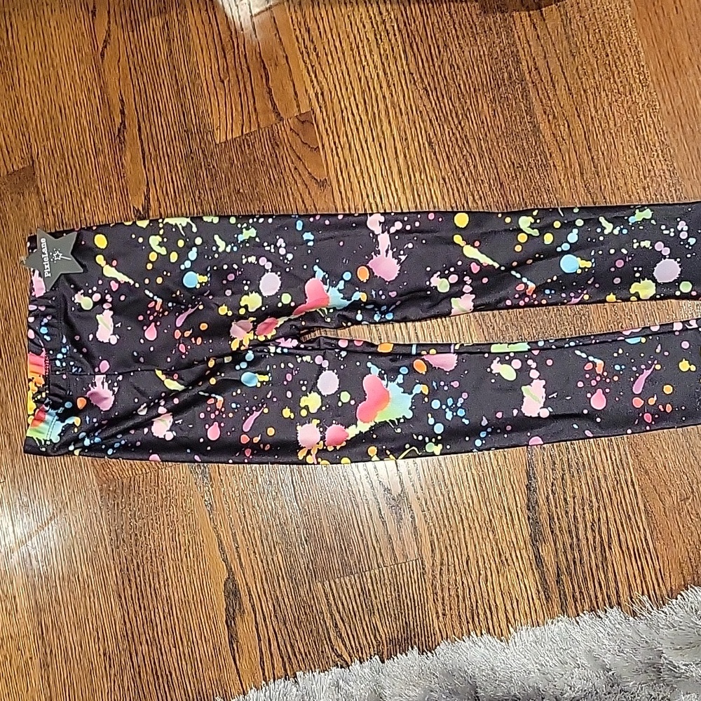 New girls size 4,5,6 neon splatter paint leggings